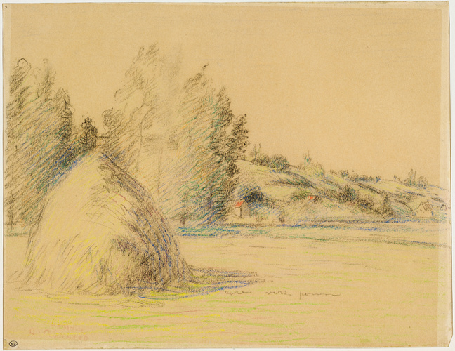 Camille Pissarro - Paysage avec une meule de paille à Pontoise