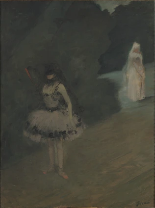 Jean-Louis Forain - Danseuse debout derrière un portant de coulisse