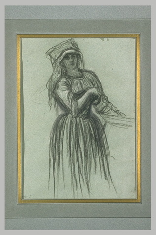 Ernest Hébert - Paysanne italienne debout, portant un objet