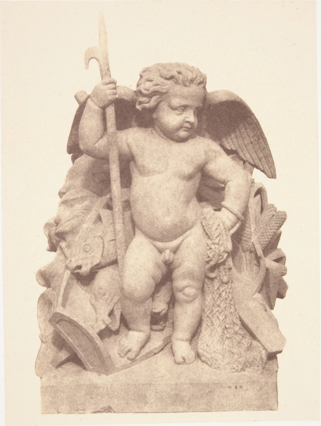 Edouard Baldus - "La Pêche", sculpture d'Auguste Jean Baptiste Lechesne, décor d...