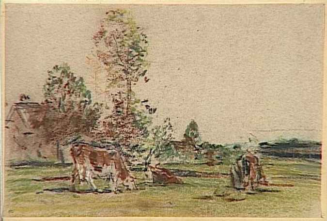 Eugène Boudin - Vaches paissant
