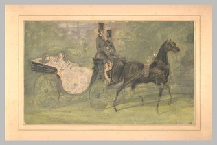 Constantin Guys - Equipage dans un parc
