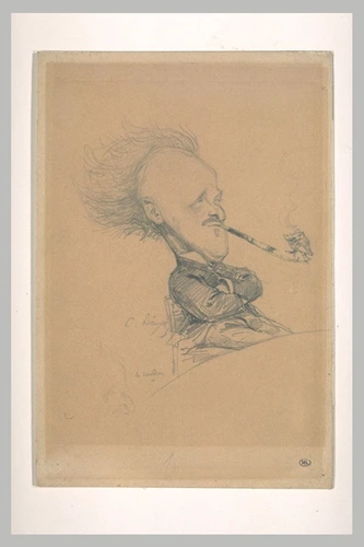 Charles Lucien Léandre - Caricature du docteur Gachet, assis devant une table