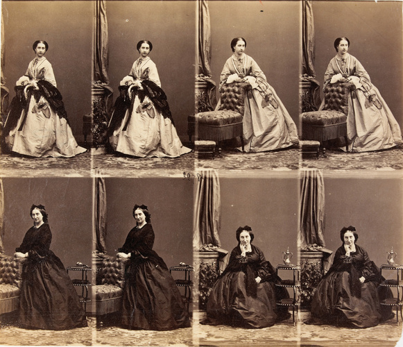 André Adolphe Eugène Disdéri - Mme Middleton et une femme en huit poses, quatre ...