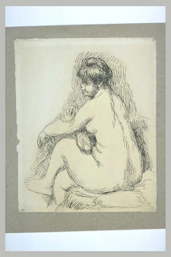 Auguste Renoir - Femme nue, assise, de profil vers la gauche, s'essuyant le bras