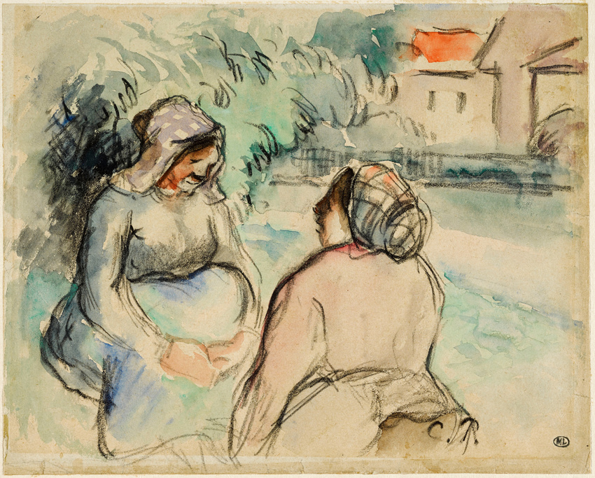 Camille Pissarro - Deux paysannes conversant