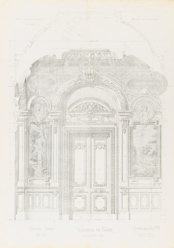 Charles Garnier - Nouvel Opéra de Paris. Projet pour le vestibule du fumoir