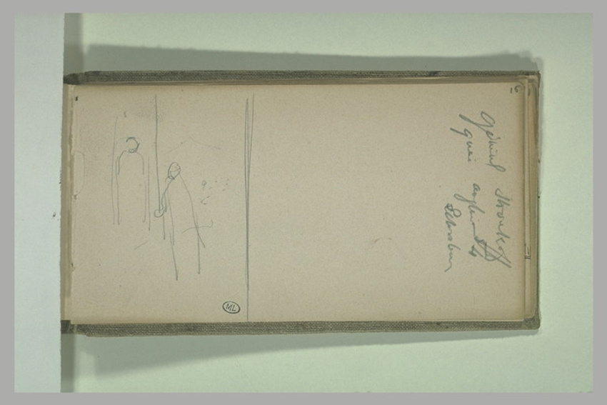 Alphonse de Neuville - Deux silhouettes ; note manuscrite