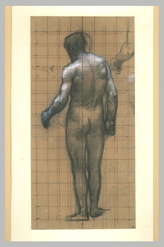 Pierre Puvis de Chavannes - Homme nu, vu de dos, légèrement tourné vers la gauch...