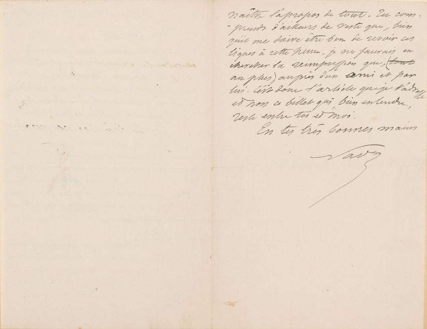 Nadar - Lettre de Félix Nadar adressée à Claretie