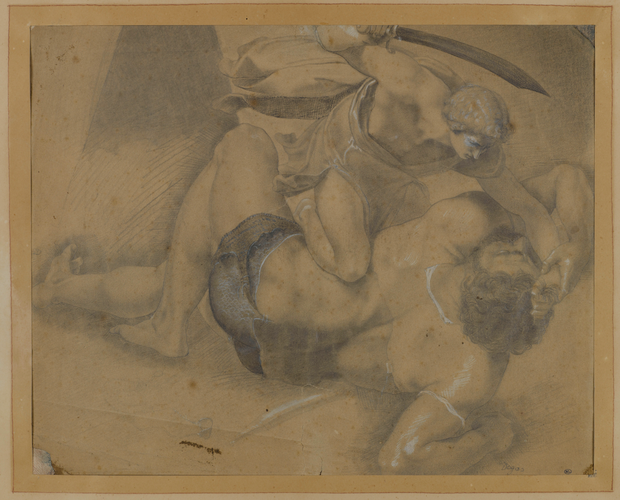 Edgar Degas - David s'apprêtant à décapiter Goliath renversé à terre