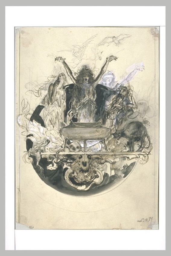 Luc Olivier Merson - Projet d'illustration pour Macbeth : Les trois sorcières da...
