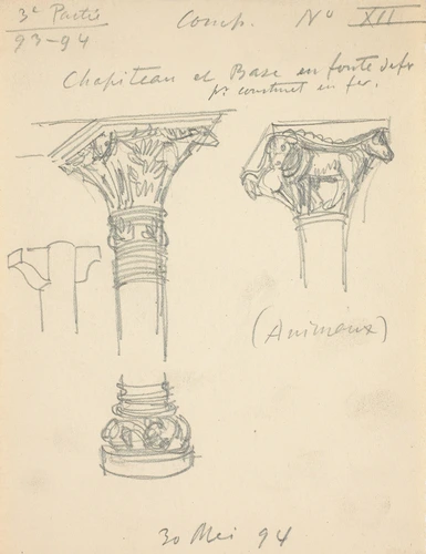 Eugène Grasset - Motifs d'animaux pour la base et le chapiteau d'une colonne en ...