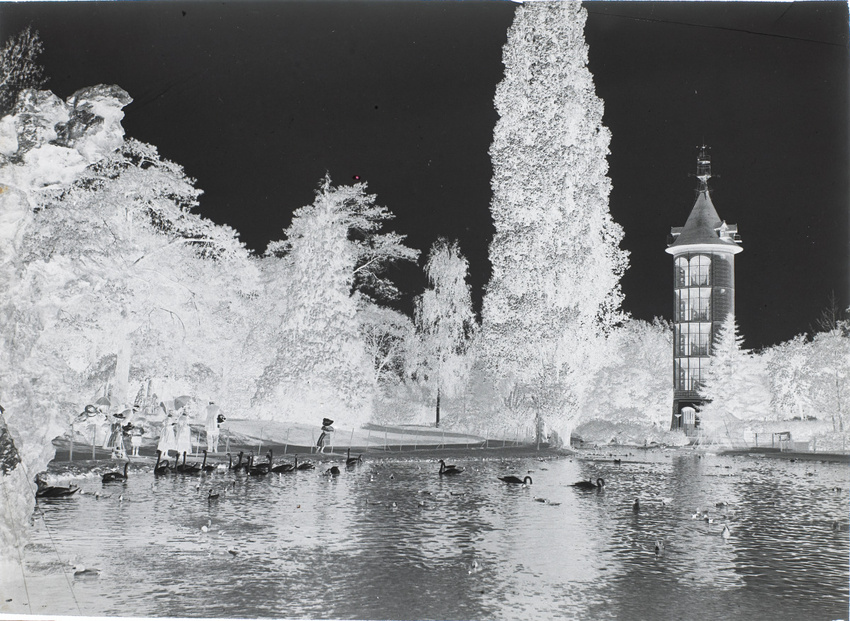 Henri Lemoine - Plan d'eau et tour, jardin d'acclimatation