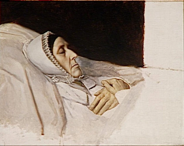 Portrait de la mère de l'artiste sur son lit de mort - Charles Degroux