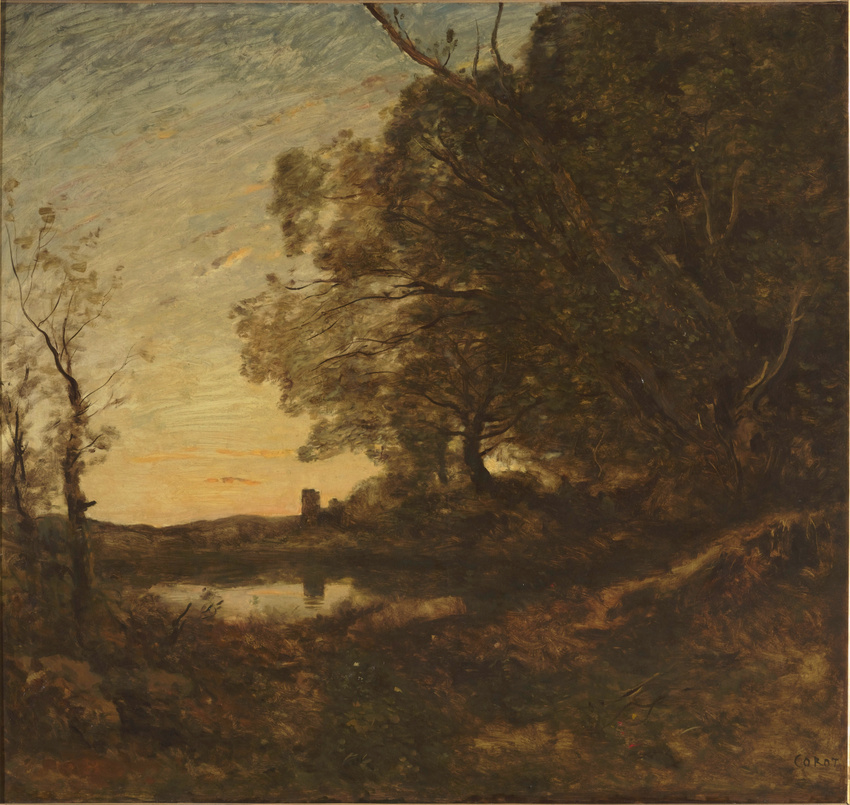 Camille Corot - Le Soir. Tour lointaine