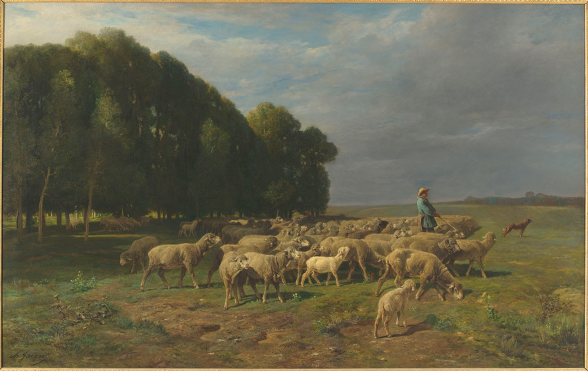 Charles Emile Jacque - Troupeau de moutons dans un paysage