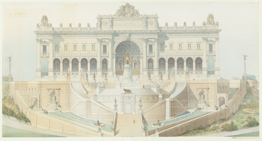 Louis Boitte - Projet pour un monument à Victor-Emmanuel à Rome, élévation génér...