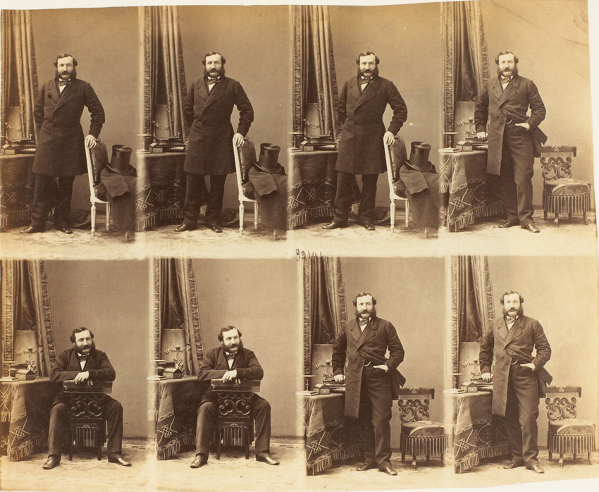 André Adolphe Eugène Disdéri - M. Dea en huit poses, six en pied, deux assis