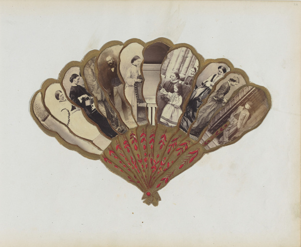 Georgiana Louisa Berkeley - Eventail avec onze portraits d'hommes, femmes et enf...