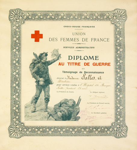 Emile Boutigny - Diplôme de la Croix-Rouge française. Union des Femmes de France...