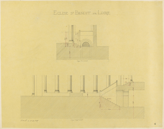 Juste Lisch - Eglise de Saint-Benoît-sur-Loire, plan et élévation d'un arc