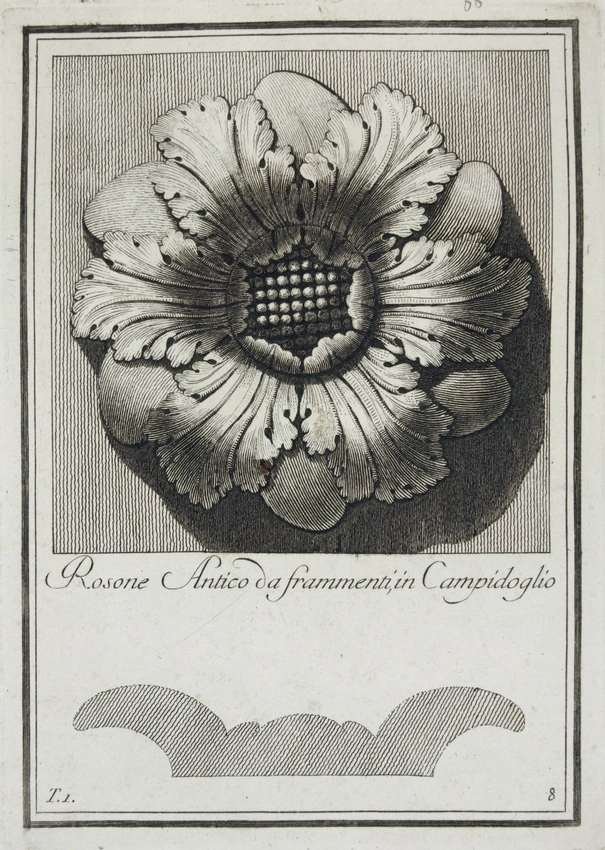 Rosace italienne, vue et coupe - Anonyme