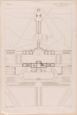 Edouard Villain - Plan général de la Villa Aldobrandini avec une partie de ses j...