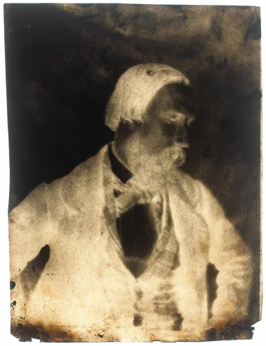 Auguste Vacquerie - Autoportrait en buste, gilet écossais, profil gauche