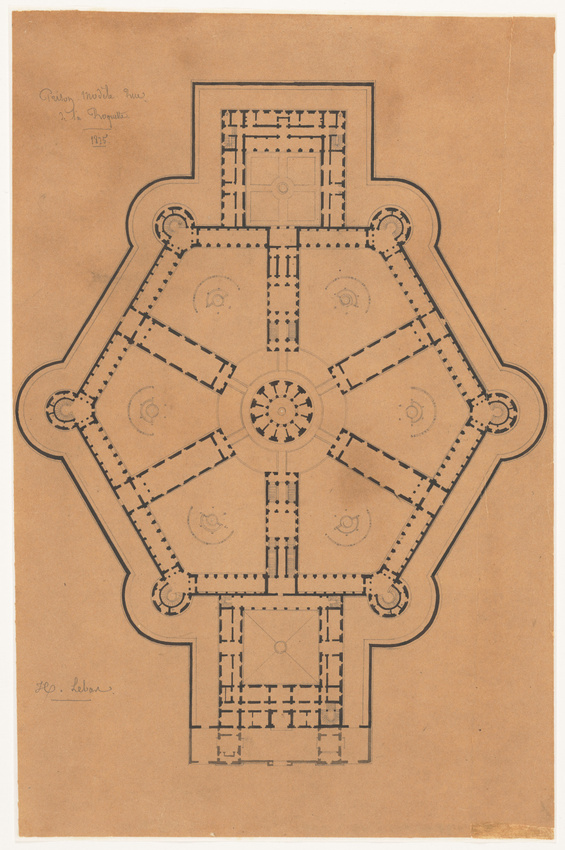 Edouard Villain - Plan de prison-modèle, rue de la Roquette, d'après Hippolyte L...