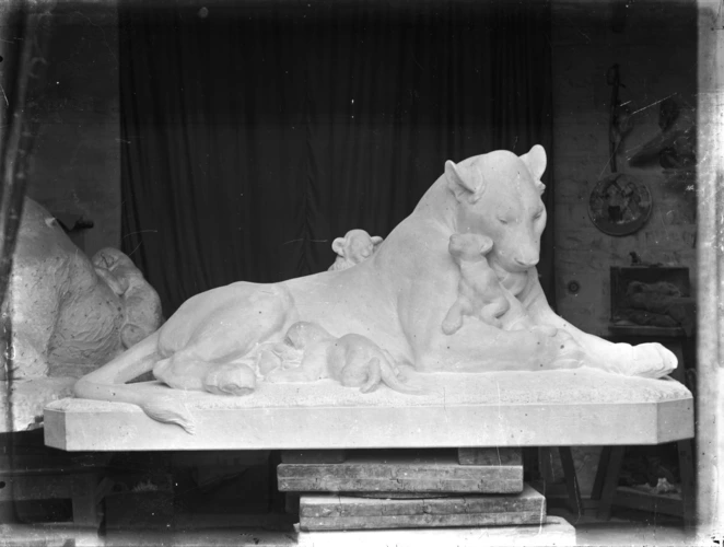 Lionne et ses lionceaux, Victor Peter - Alexis André
