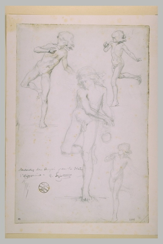 Jean Antoine Injalbert - Quatre études d'un adolescent courant, la jambe droite ...