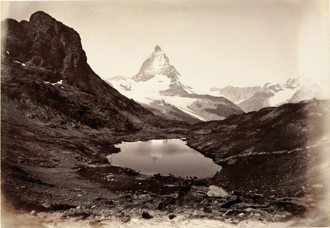Tirage Photo Vintage Stéréo Du Mont Cervin (Suisse) Circa 1860 - Format 8.5x17cm - Original