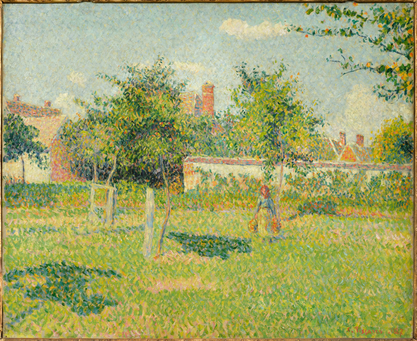 Camille Pissarro - Femme dans un clos, soleil de printemps dans le pré à Eragny