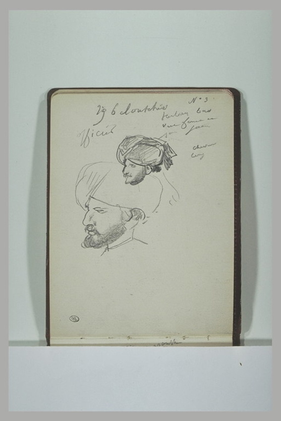 Alphonse de Neuville - Deux têtes d'officier portant turban
