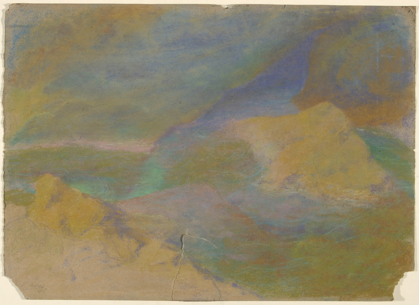 François Garas - Paysage de montagne avec rochers au premier plan