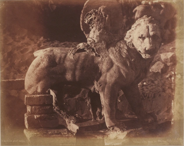 Théodule Devéria - Statue de lion, Serapeum de Memphis, Egypte