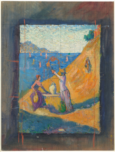 Paul Signac - Femmes au puits. Esquisse III (recto) ; Vue du port de Saint-Trope...