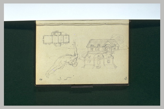 Léon Belly - Plan ; maison ; figure nue étendue