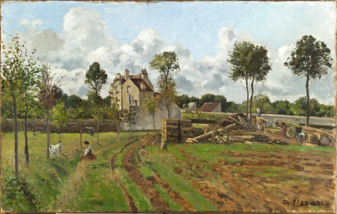 Camille Pissarro - Allée de la Tour-du-Jongleur et maison de M. Musy, Louvecienn...