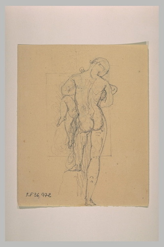 Eugène Guillaume - Ménade tenant dans ses bras le jeune Bacchus, groupe vu de do...