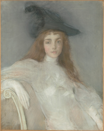 Paul Helleu - Portrait de jeune fille au chapeau noir