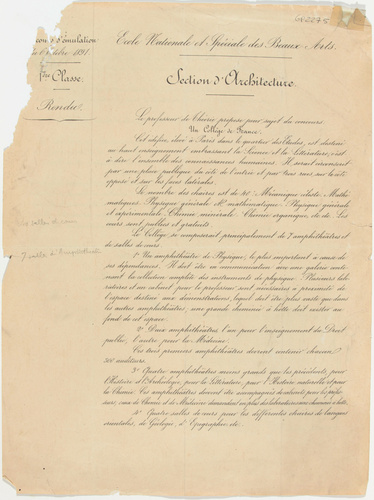 Edmond Guillaume - Texte de concours des Beaux-Arts section architecture : un co...