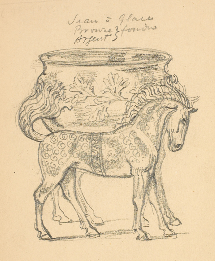 Eugène Grasset - Un seau à glace avec chevaux