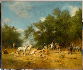 Eugène Fromentin - Halte de cavaliers arabes dans la forêt