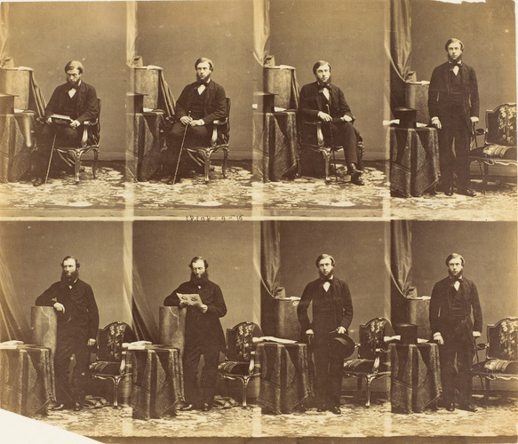 André Adolphe Eugène Disdéri - Agar-Ellis en six poses, trois assis, trois en pi...
