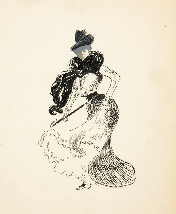 Armand Pincourt - Madeleine Aubry en robe noire, de trois-quarts