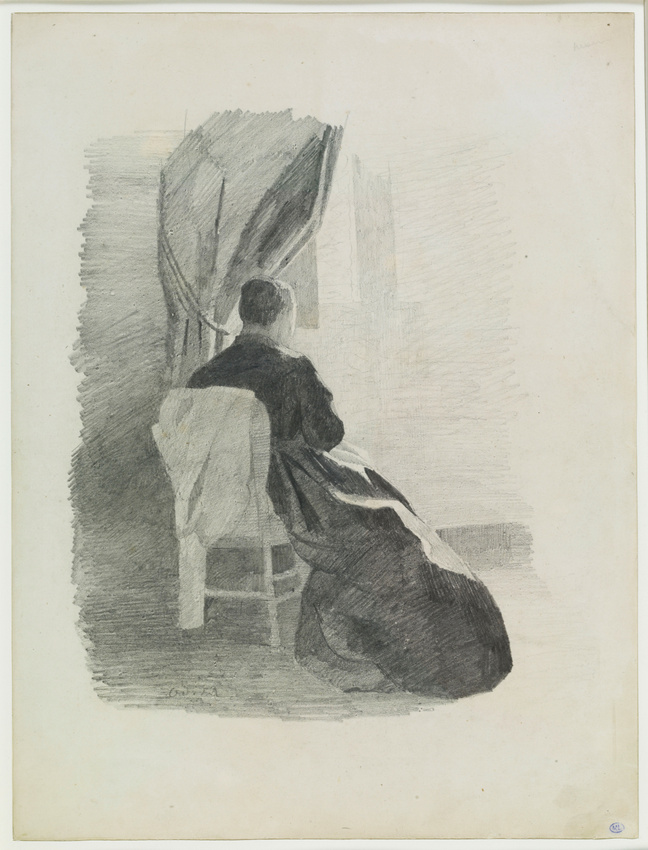 Odilon Redon - Femme cousant près d'une fenêtre