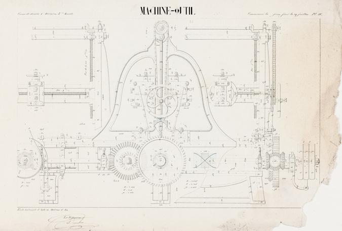 Eugène Chaberth - Cours de dessin 1ère division 3ème année. Machine-outil. Pl. I...