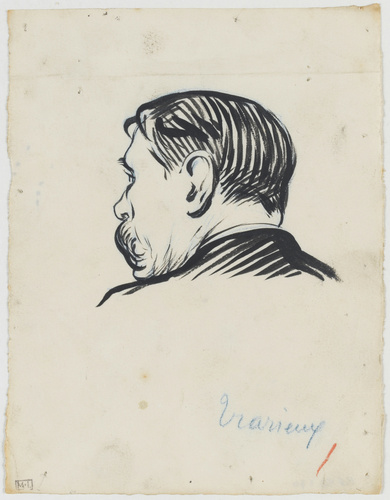 René Hermann-Paul - Tête d'homme moustachu, vu de dos, de trois quarts à gauche